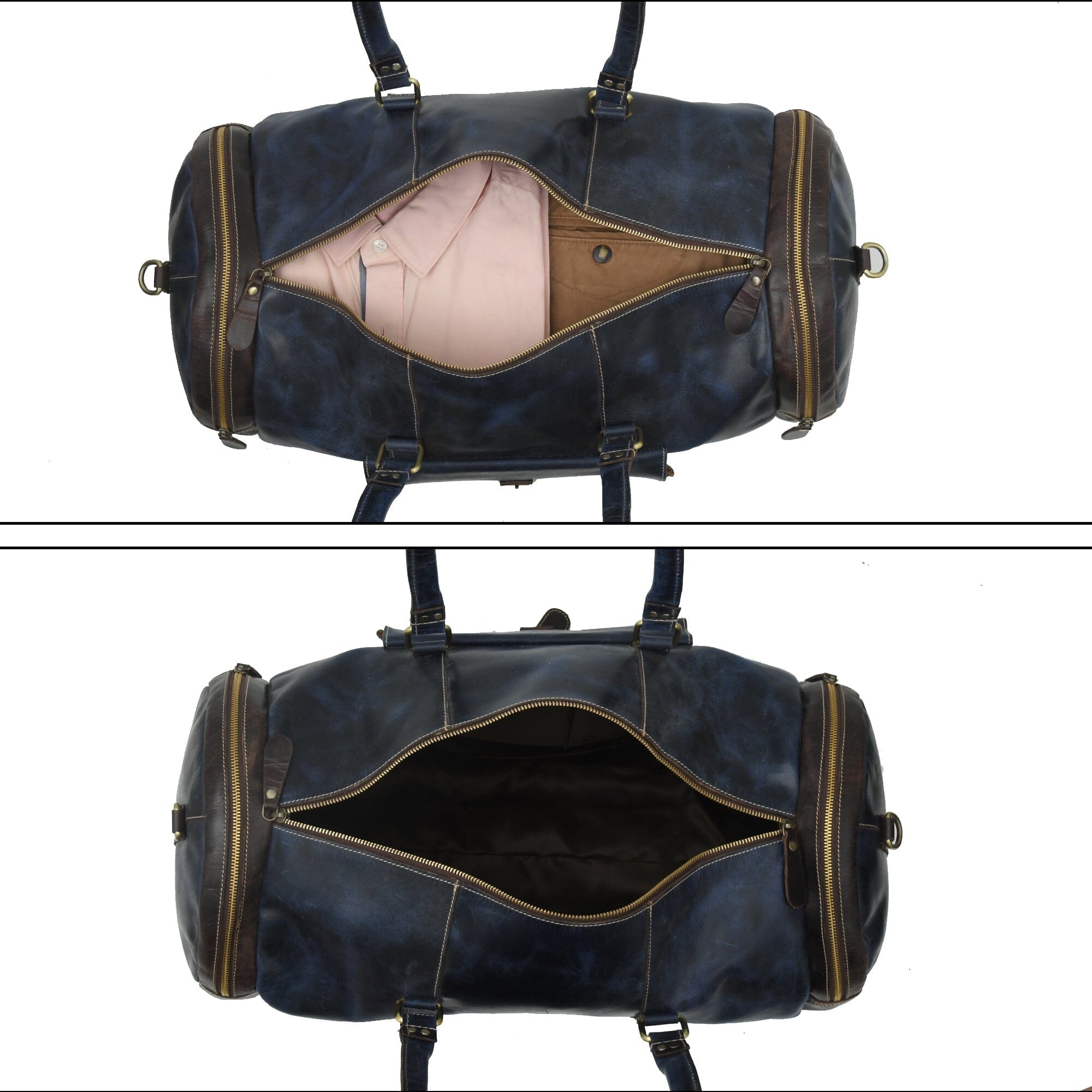 Classy Leather Bags Blue Premium Duffle SpadezStore