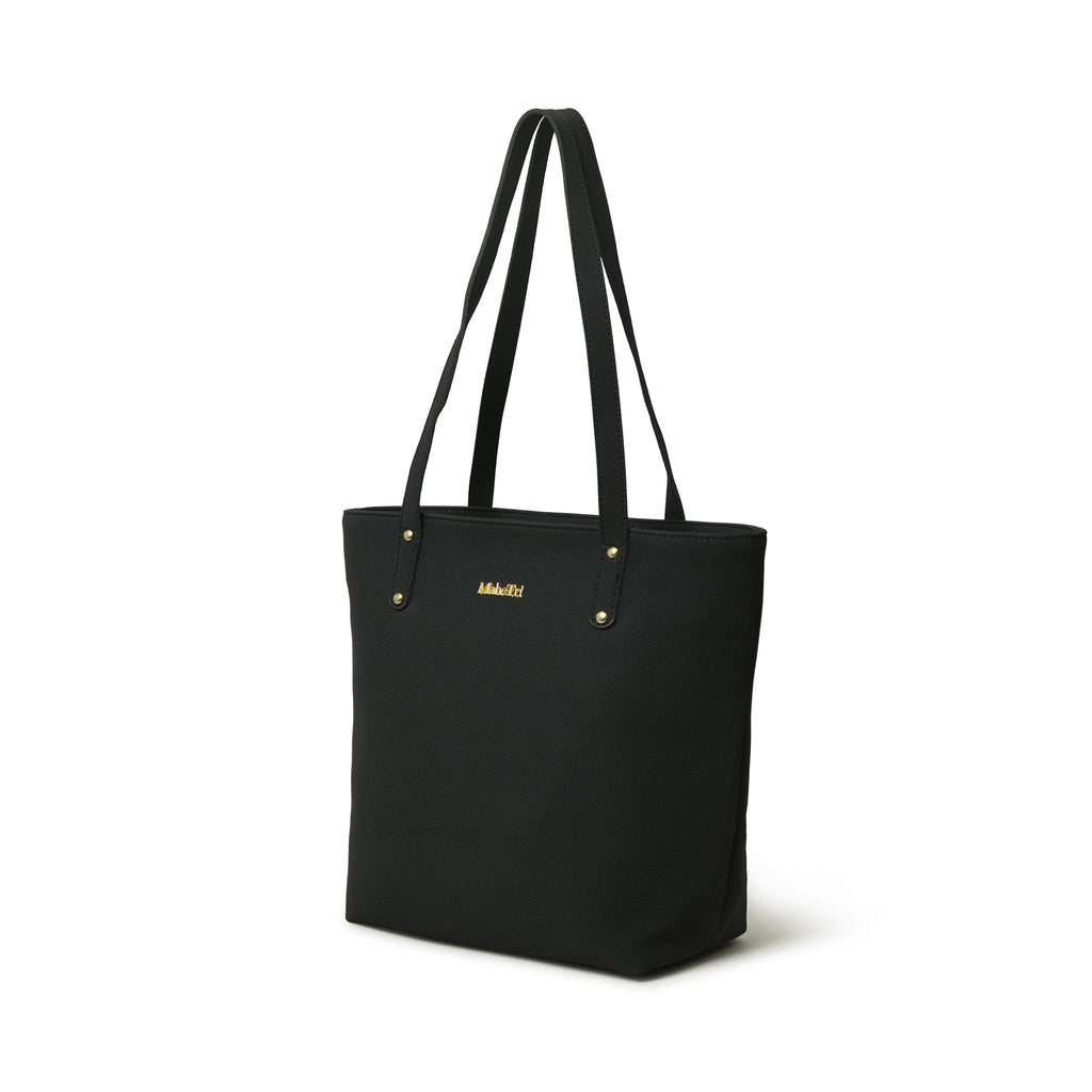 Classy Leather Bags Era Vegan Leather Tote - Midnight Black SpadezStore