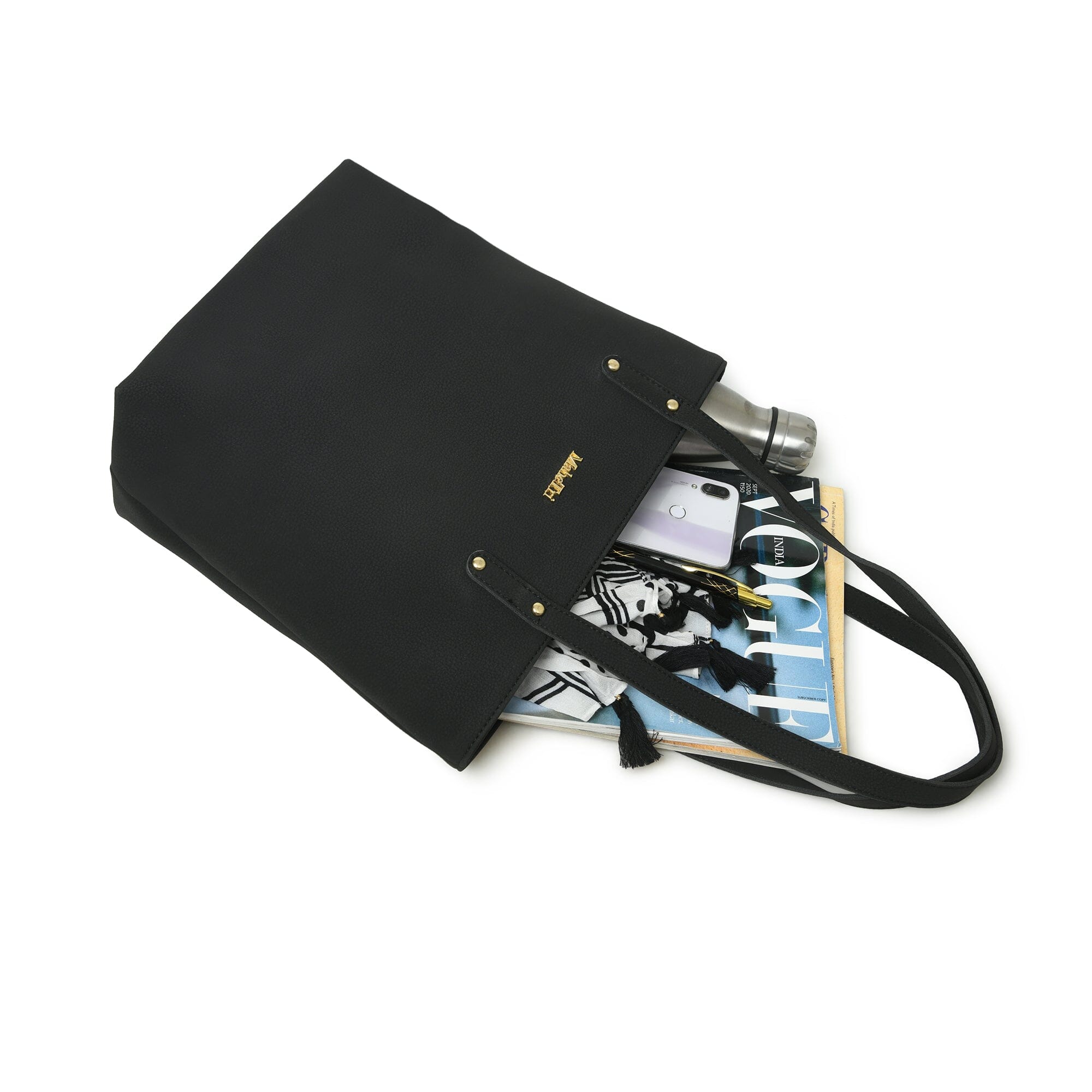 Classy Leather Bags Era Vegan Leather Tote - Midnight Black SpadezStore