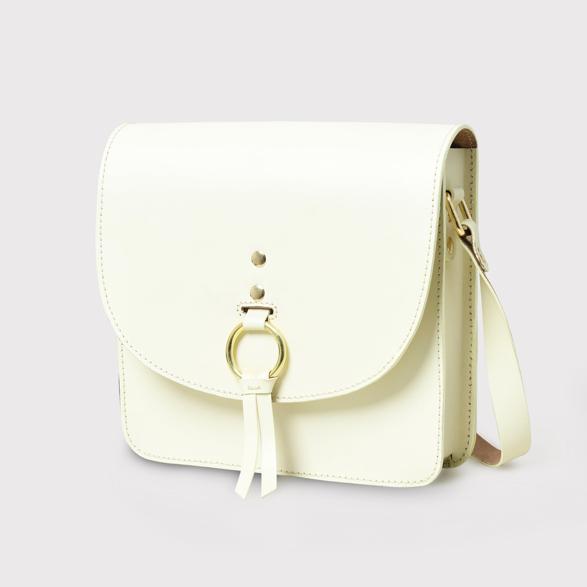 Classy Leather Bags White Elegance Crossbody Sling Bag SpadezStore