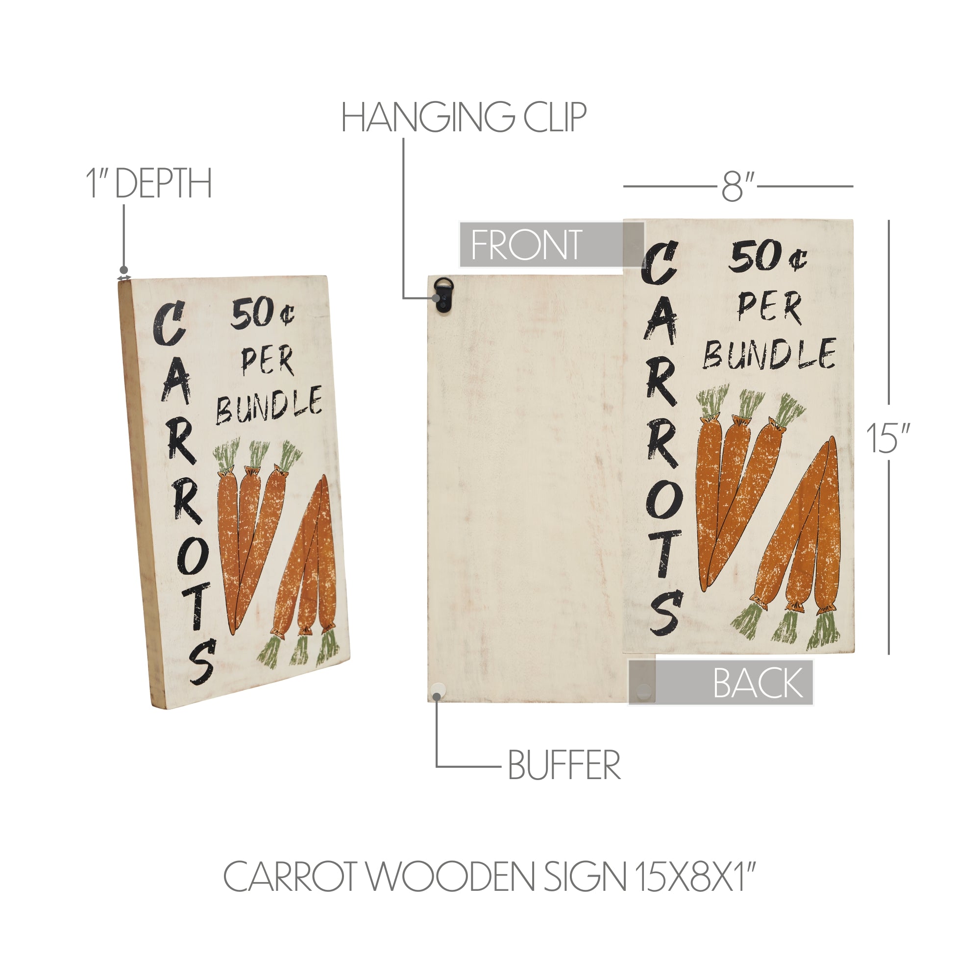 Carrot Wooden Sign 15x8 SpadezStore