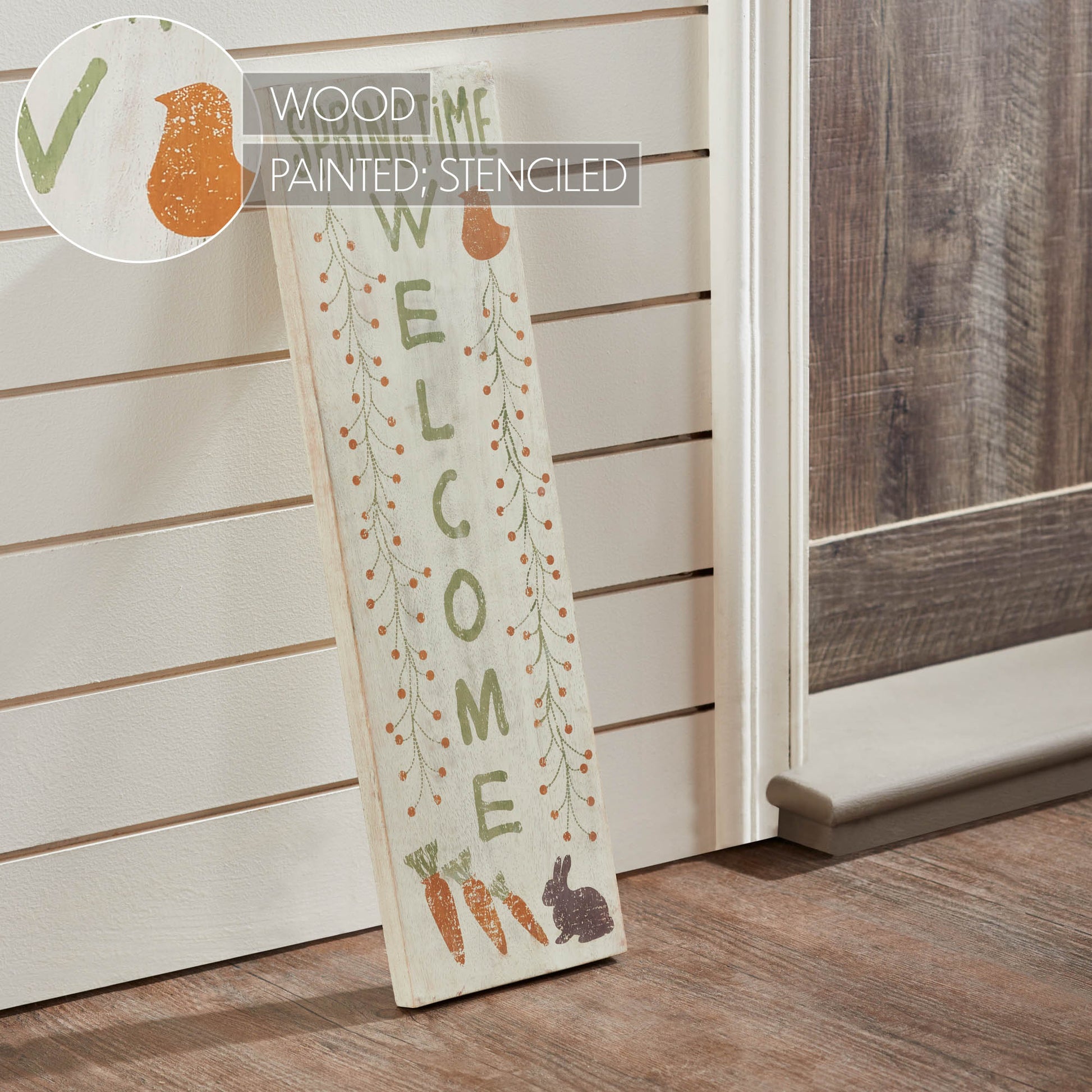 VHC Brands Springtime Welcome Wooden Sign 20x6 SpadezStore