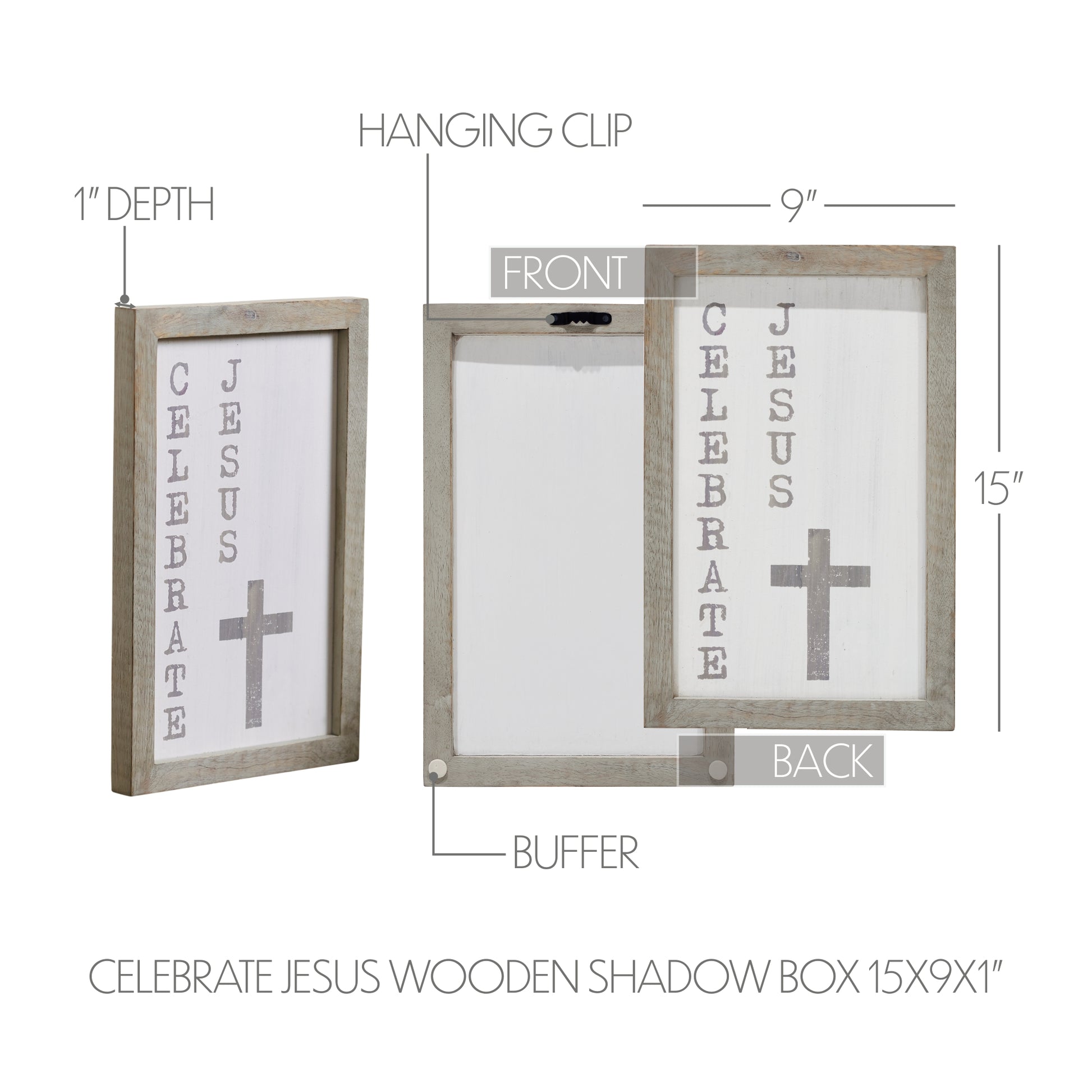 Celebrate Jesus Wooden Shadow Box Frame 15x9x1 SpadezStore