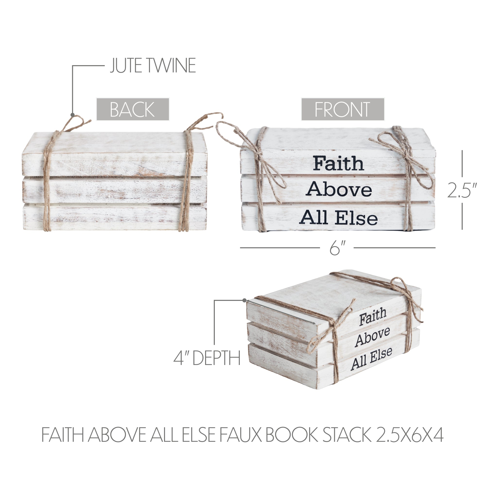 Faith Above All Else Faux Book Stack 2.5x6x4 SpadezStore
