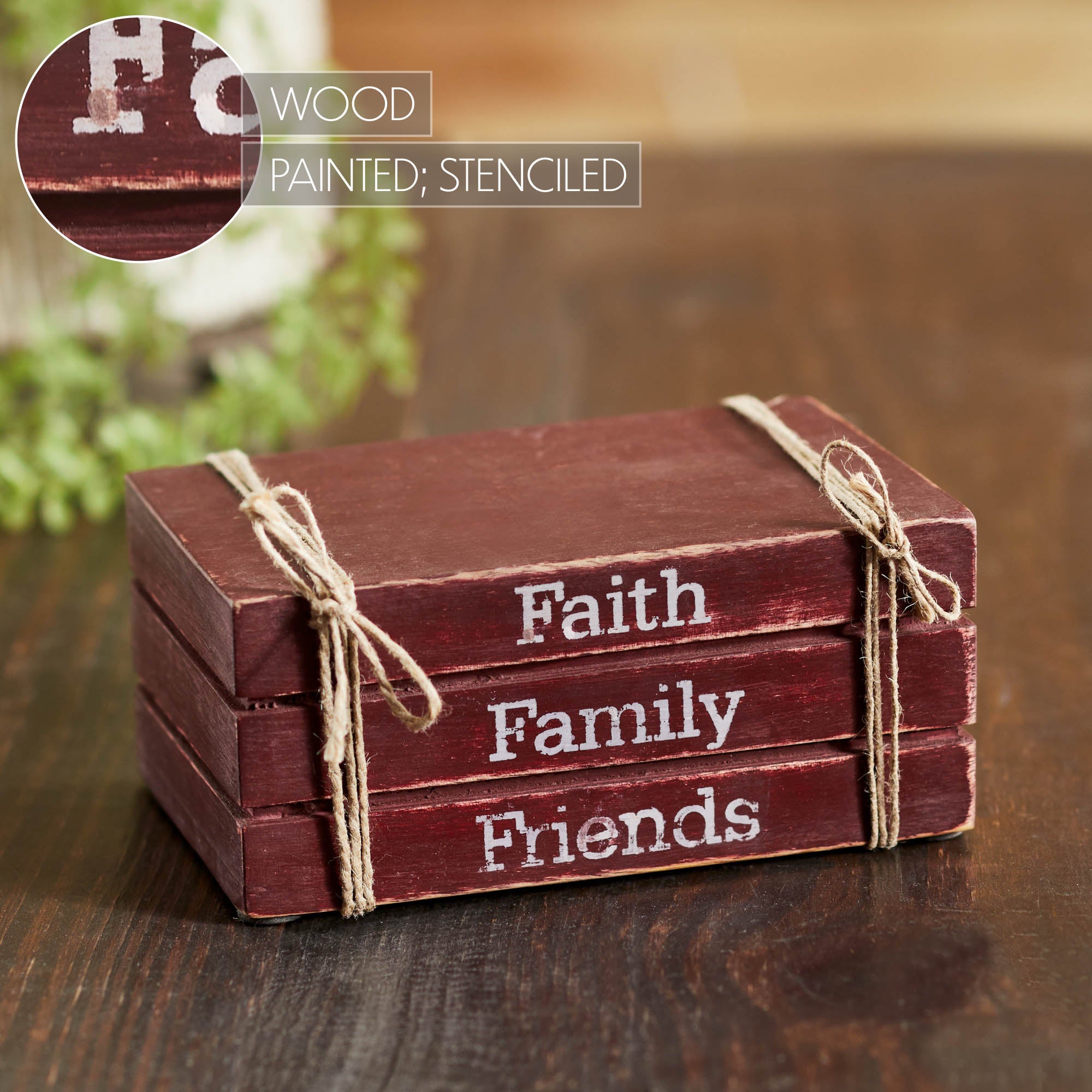 Faith Family Friends Faux Book Stack 2.5x6x4 SpadezStore