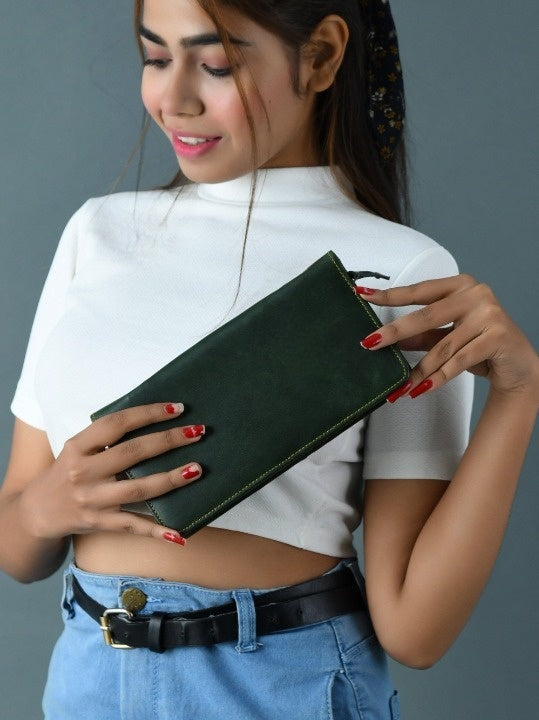 Classy Leather Bags Blair Women's Wallet- Olive Green SpadezStore