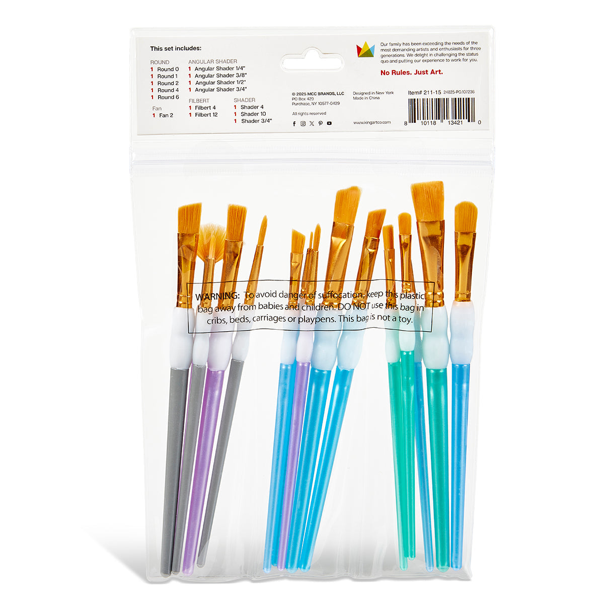KINGART Studio Soft Grip Brush Set - 15 pc