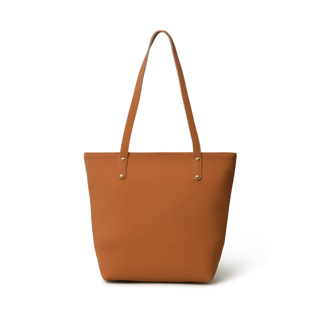Classy Leather Bags Era Vegan Leather Tote - Tan Brown SpadezStore