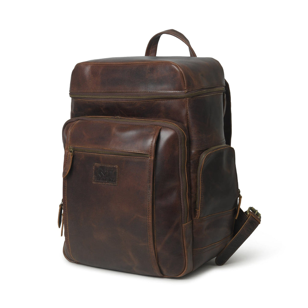 Classy Leather Bags Alpha Brown Buffalo Leather Travel Backpack SpadezStore