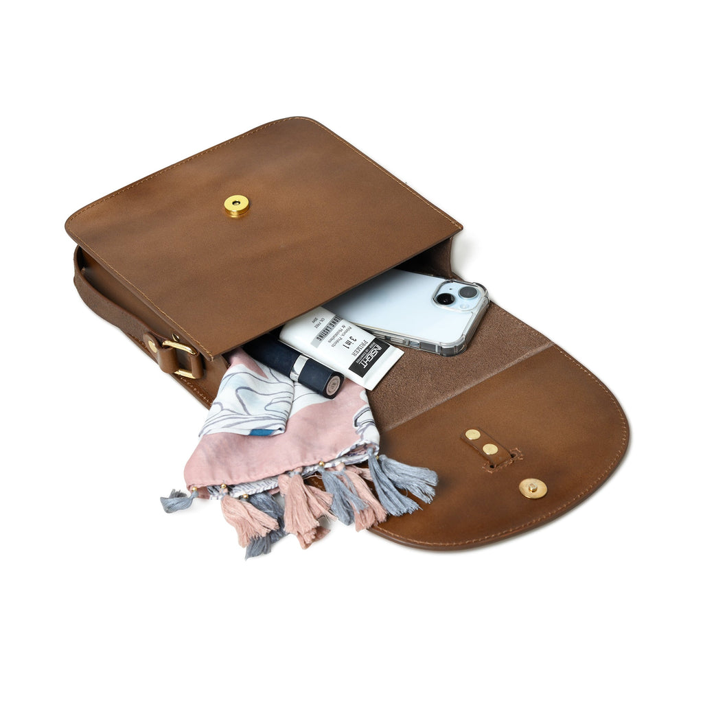 Classy Leather Bags Brown Elegance Crossbody Sling Bag SpadezStore