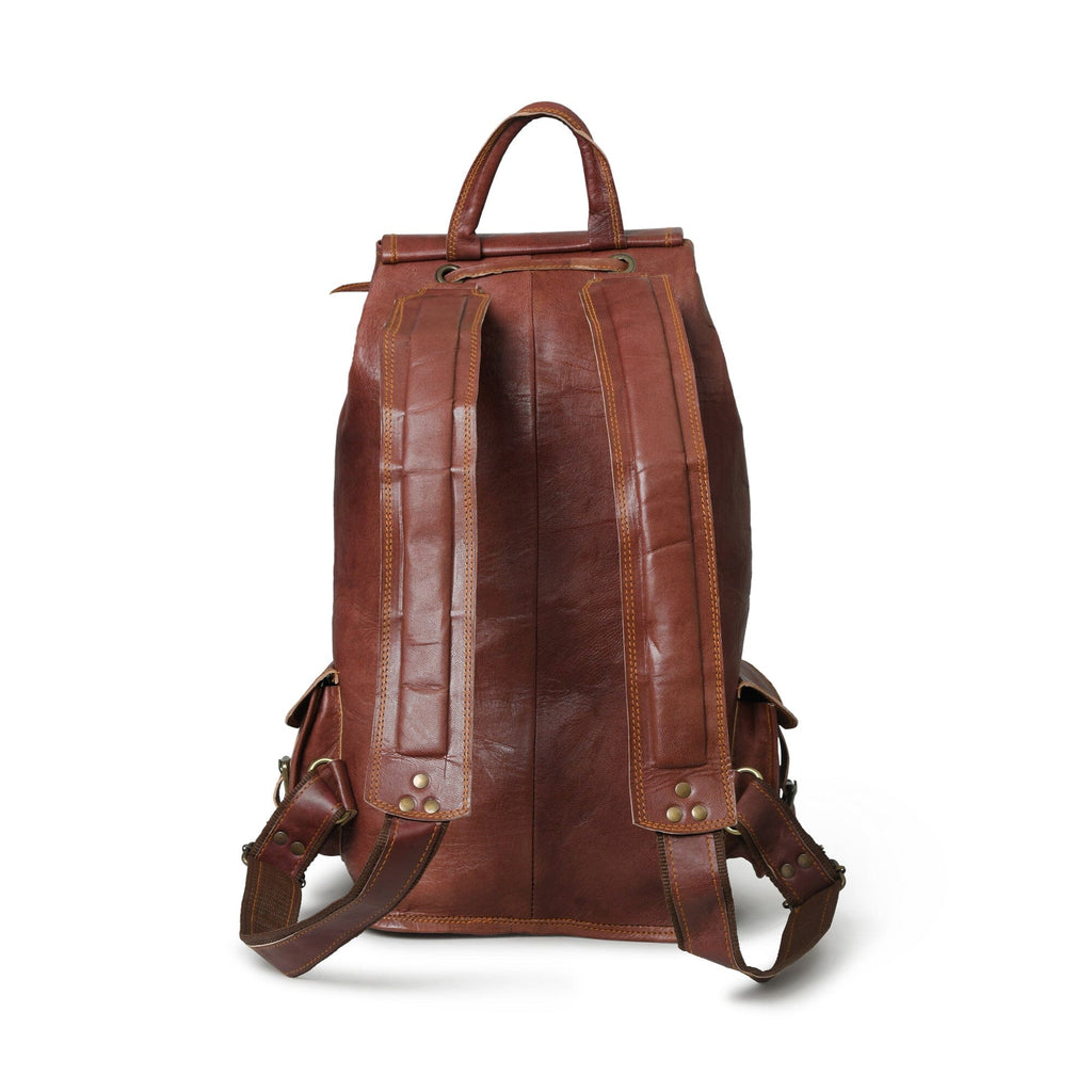 Classy Leather Bags Rictus Hiking Backpack- Walnut Brown SpadezStore