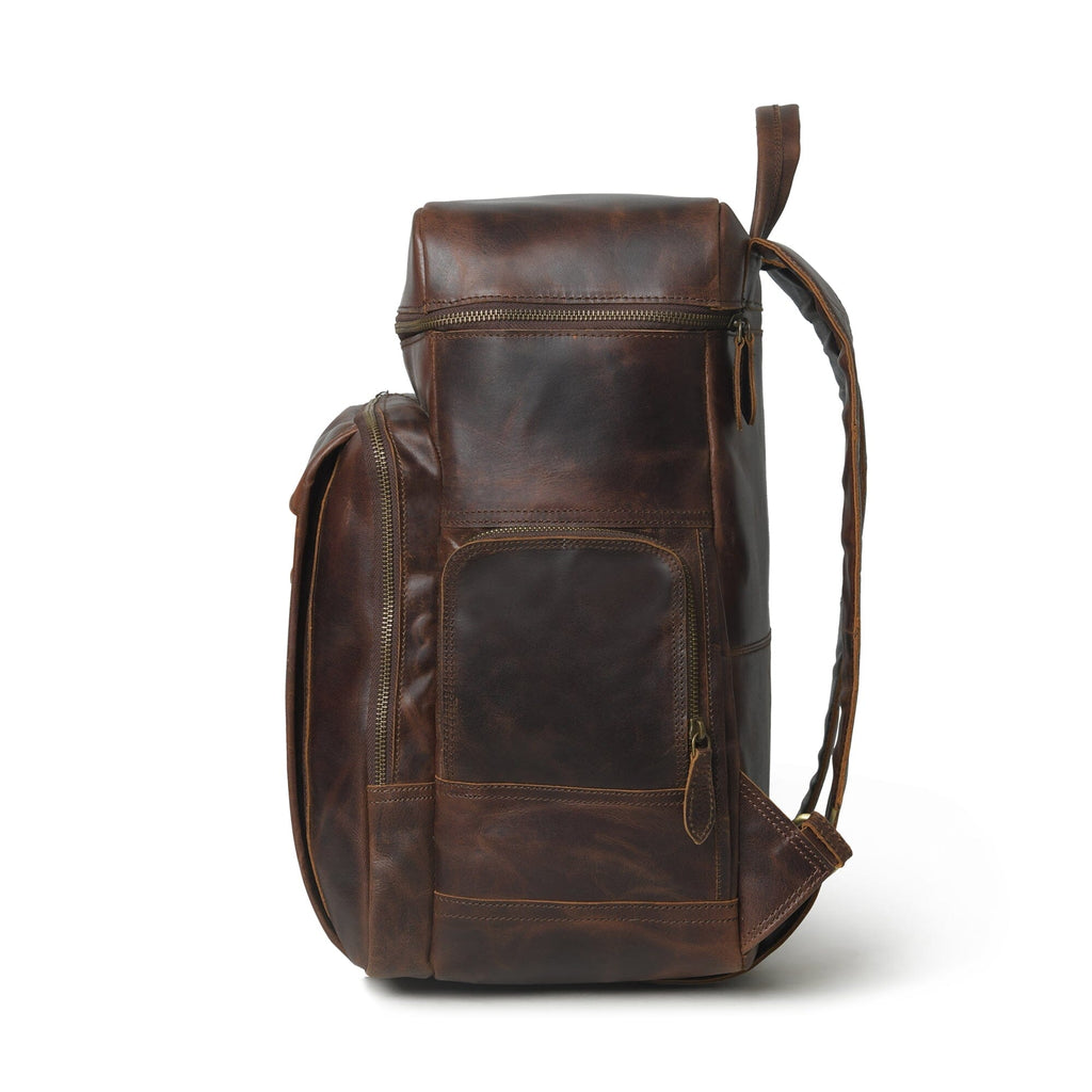 Classy Leather Bags Alpha Brown Buffalo Leather Travel Backpack SpadezStore