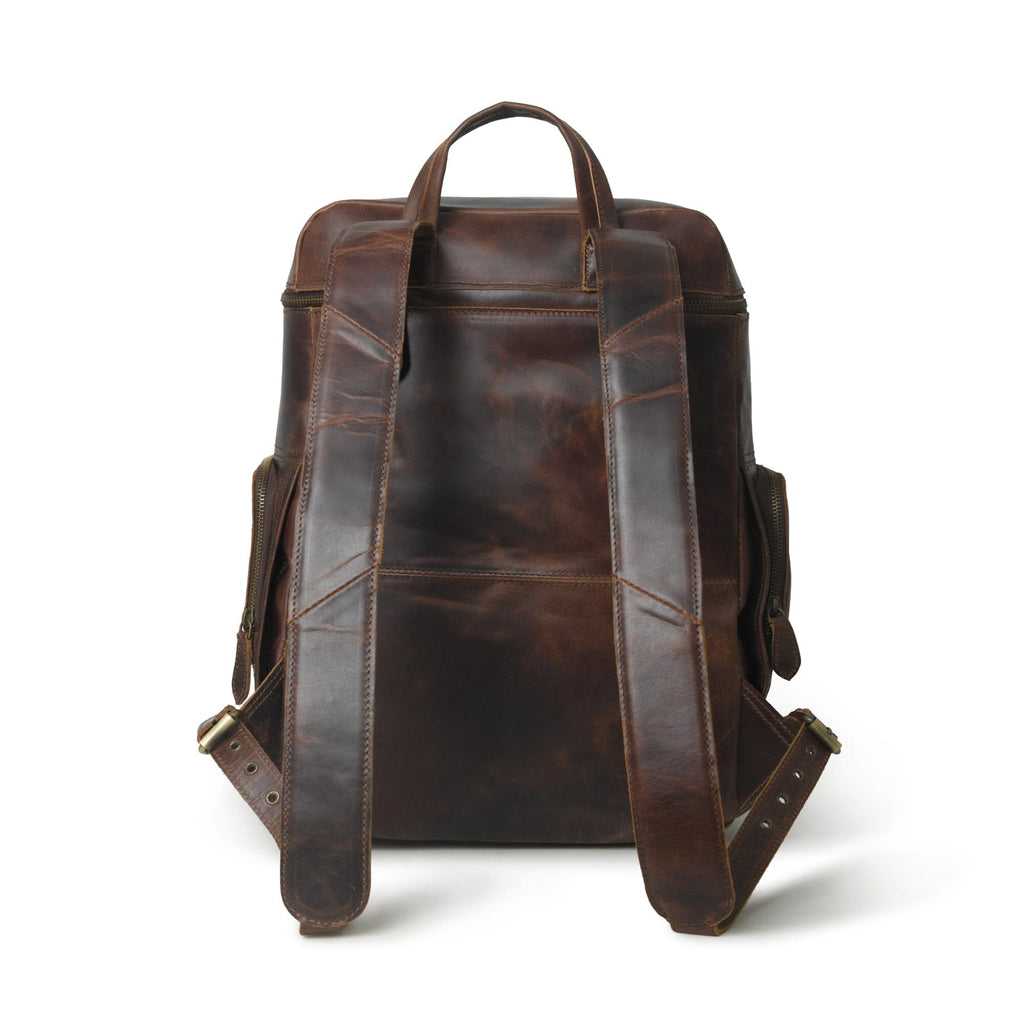 Classy Leather Bags Alpha Brown Buffalo Leather Travel Backpack SpadezStore