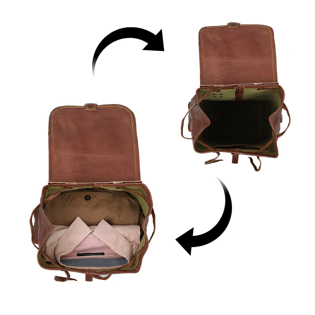 Classy Leather Bags Rictus Hiking Backpack- Walnut Brown SpadezStore