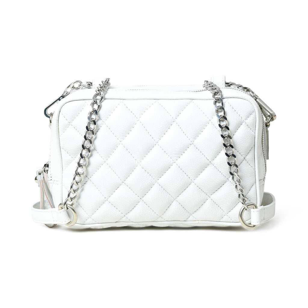 Classy Leather Bags Mini Quilted Crossbody Bag, White SpadezStore