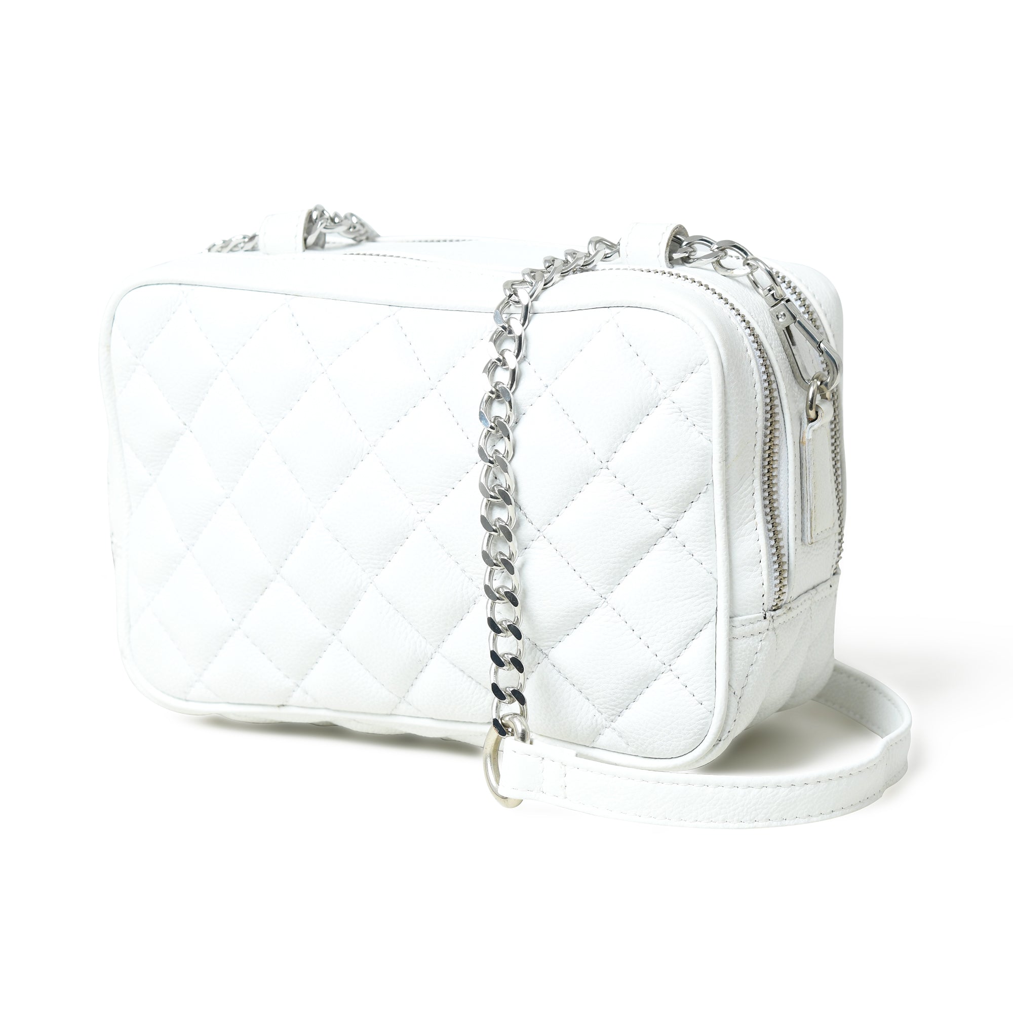 Classy Leather Bags Mini Quilted Crossbody Bag, White SpadezStore