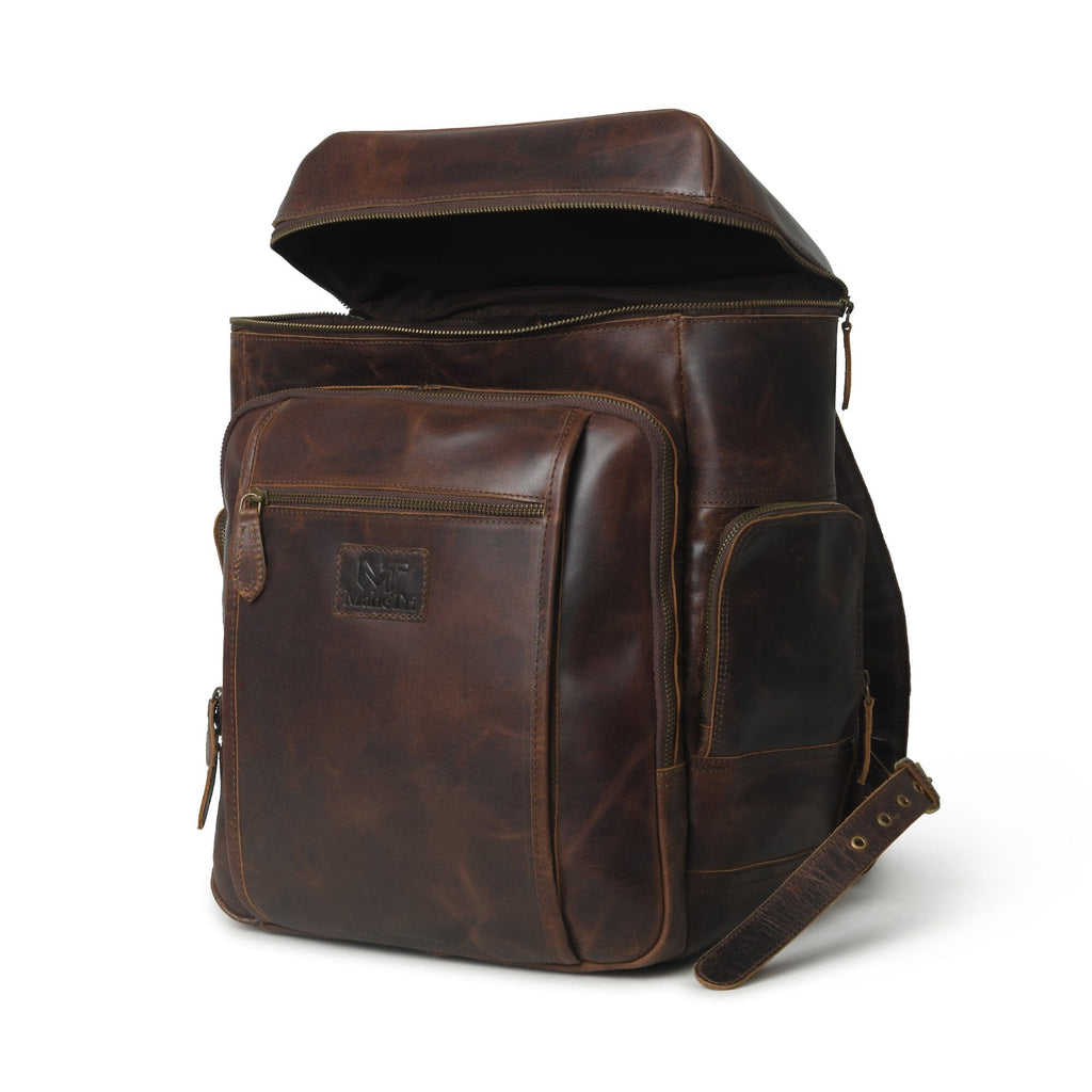Classy Leather Bags Alpha Brown Buffalo Leather Travel Backpack SpadezStore