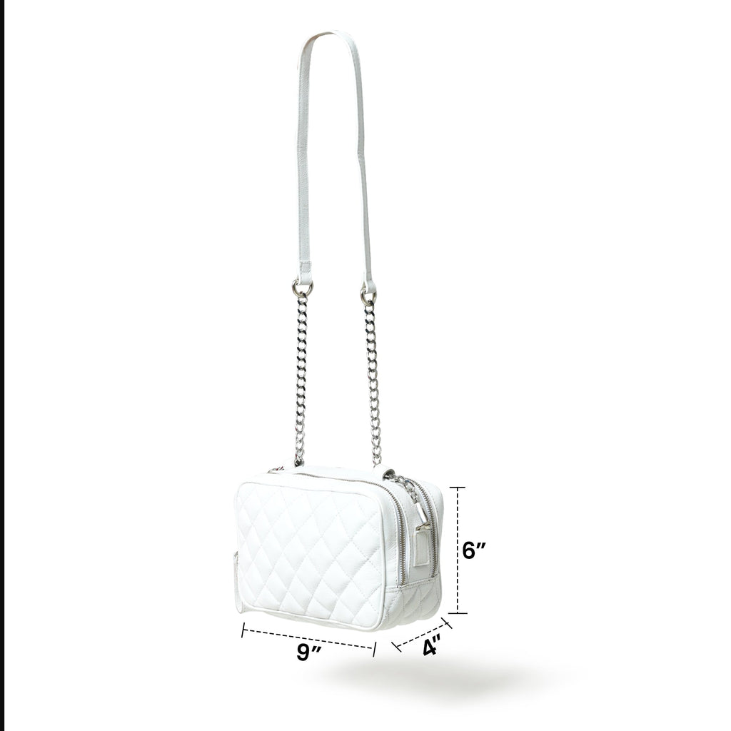 Classy Leather Bags Mini Quilted Crossbody Bag, White SpadezStore