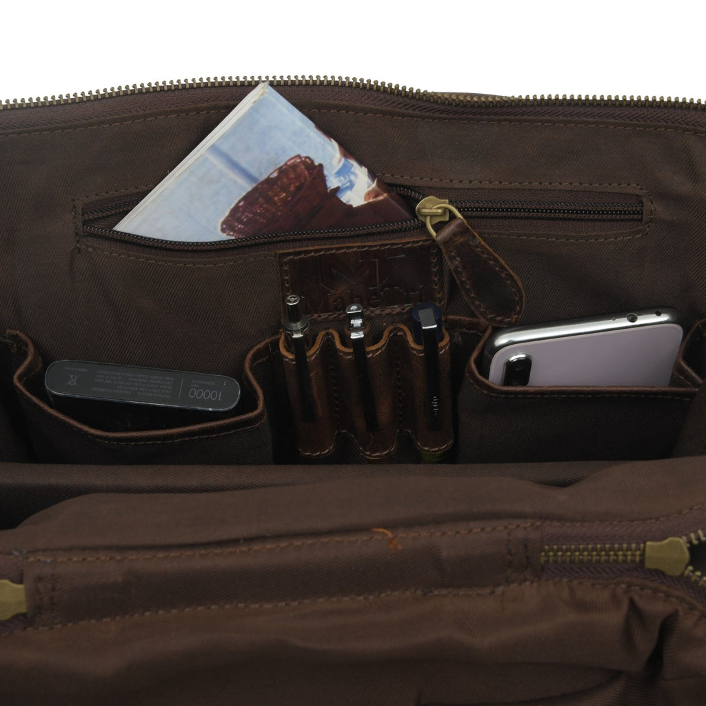 Classy Leather Bags Alpha Brown Buffalo Leather Travel Backpack SpadezStore