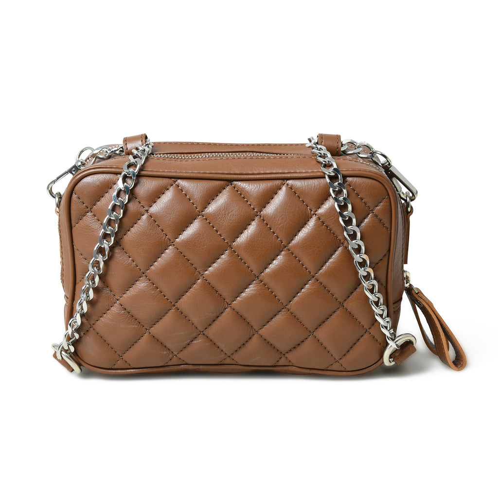 Classy Leather Bags Mini Quilted Crossbody Bag, Rich Brown SpadezStore
