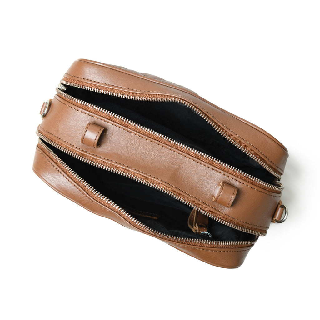 Classy Leather Bags Mini Quilted Crossbody Bag, Rich Brown SpadezStore