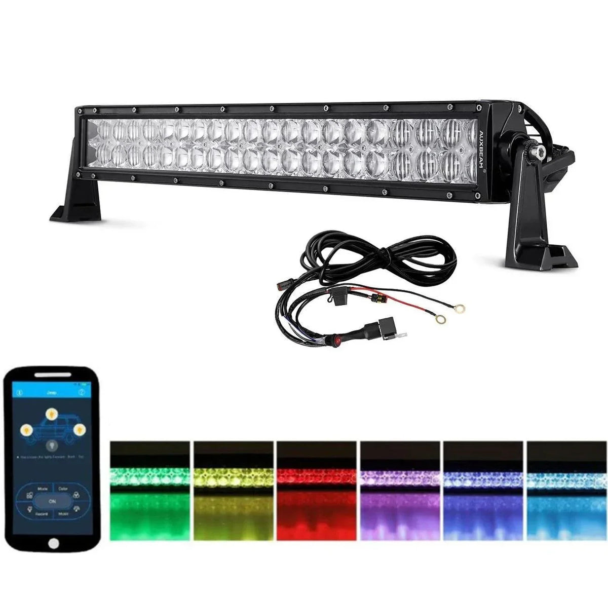 Auxbeam V-Series RGB Color Changing Off Road LED Light Bar