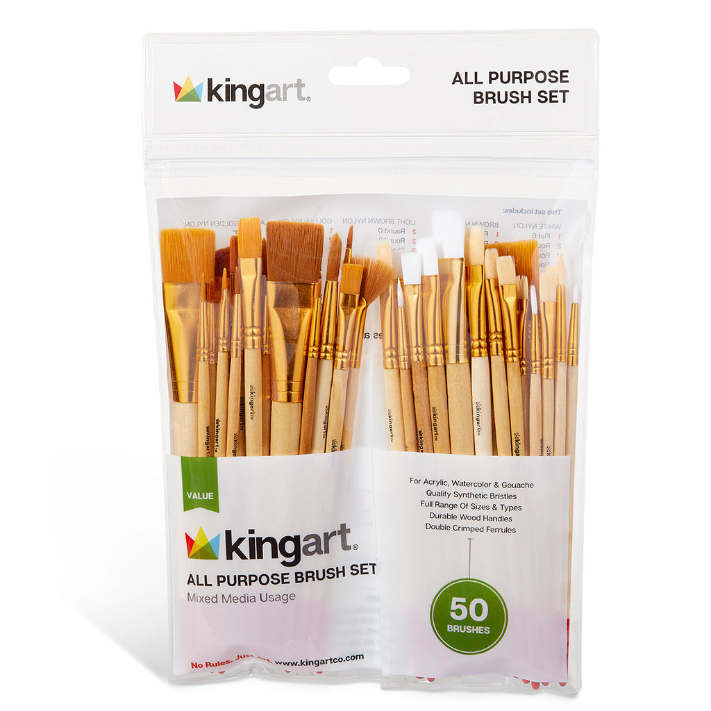 KINGART Studio Value Pack Brush Set - 50 pc