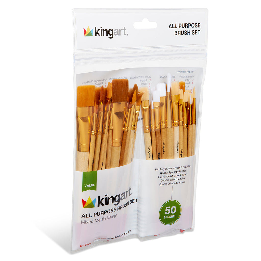 KINGART Studio Value Pack Brush Set - 50 pc