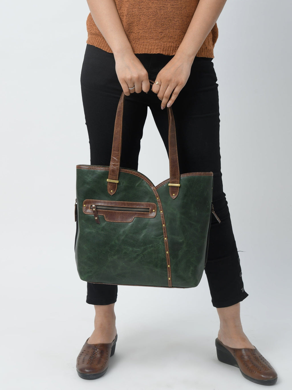 Classy Leather Bags The Riley Handbag- Green SpadezStore