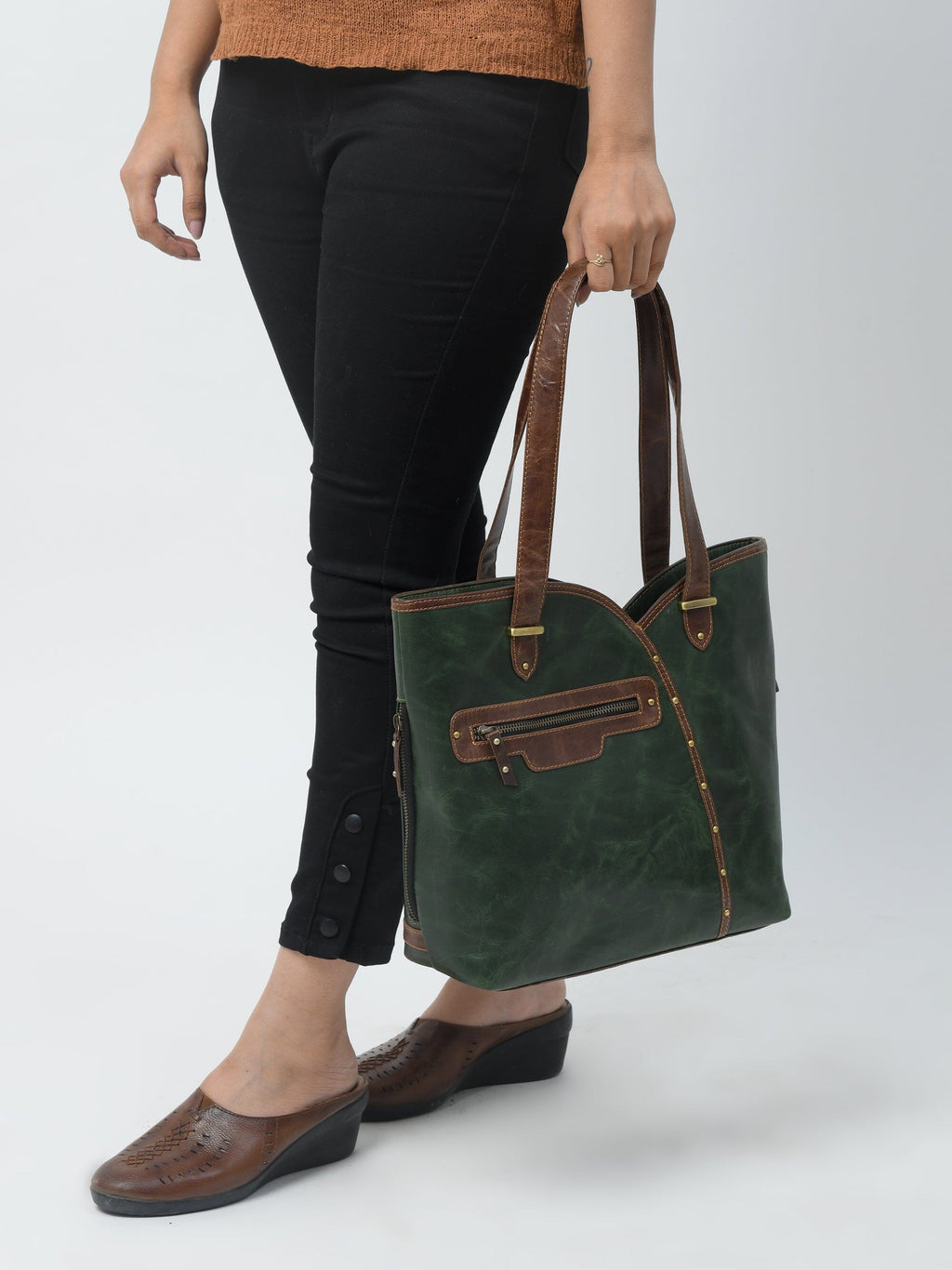 Classy Leather Bags The Riley Handbag- Green SpadezStore