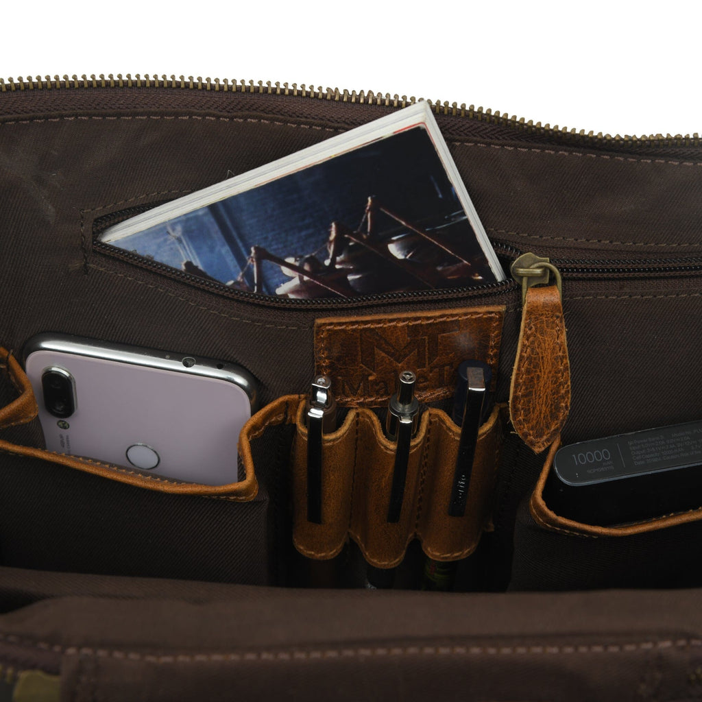 Classy Leather Bags Alpha Caramel Buffalo Leather Travel Backpack SpadezStore