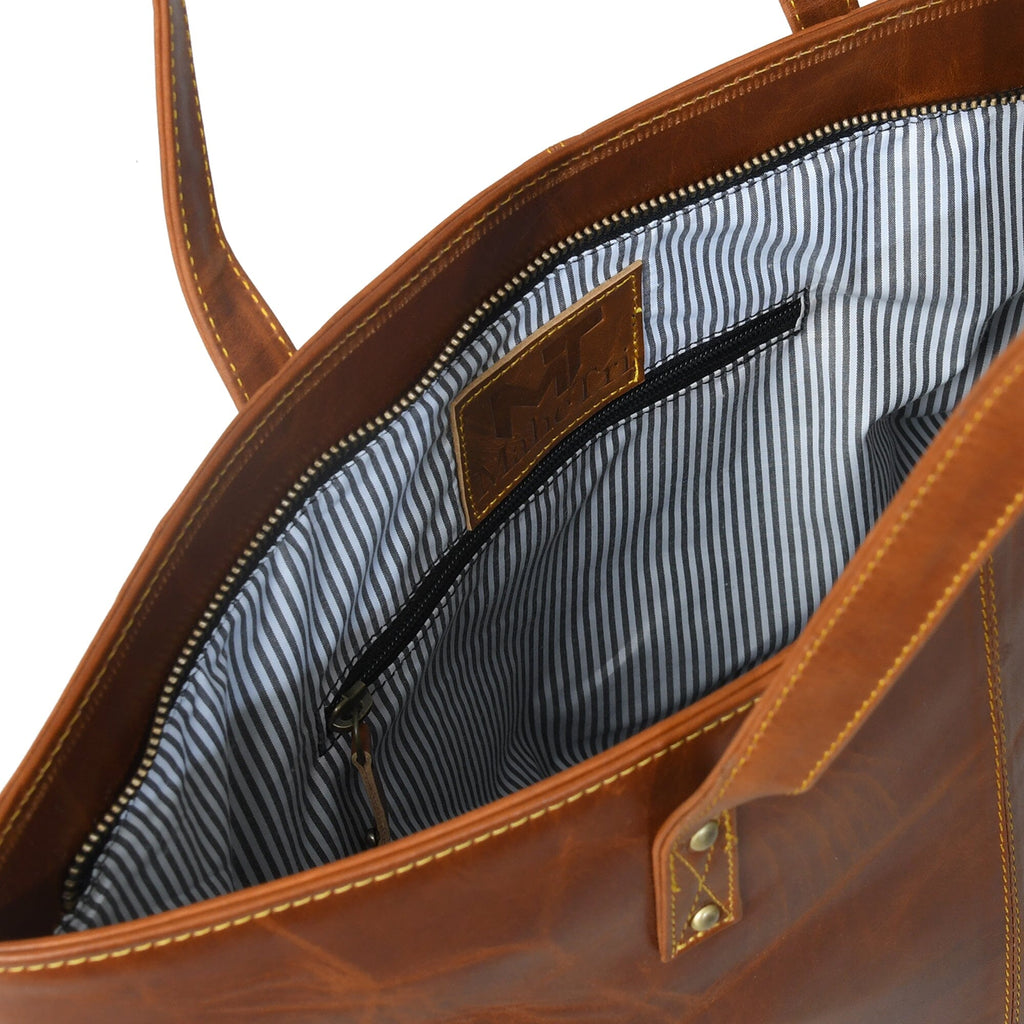 Classy Leather Bags The Kim Tote Bag- Cocoa Brown