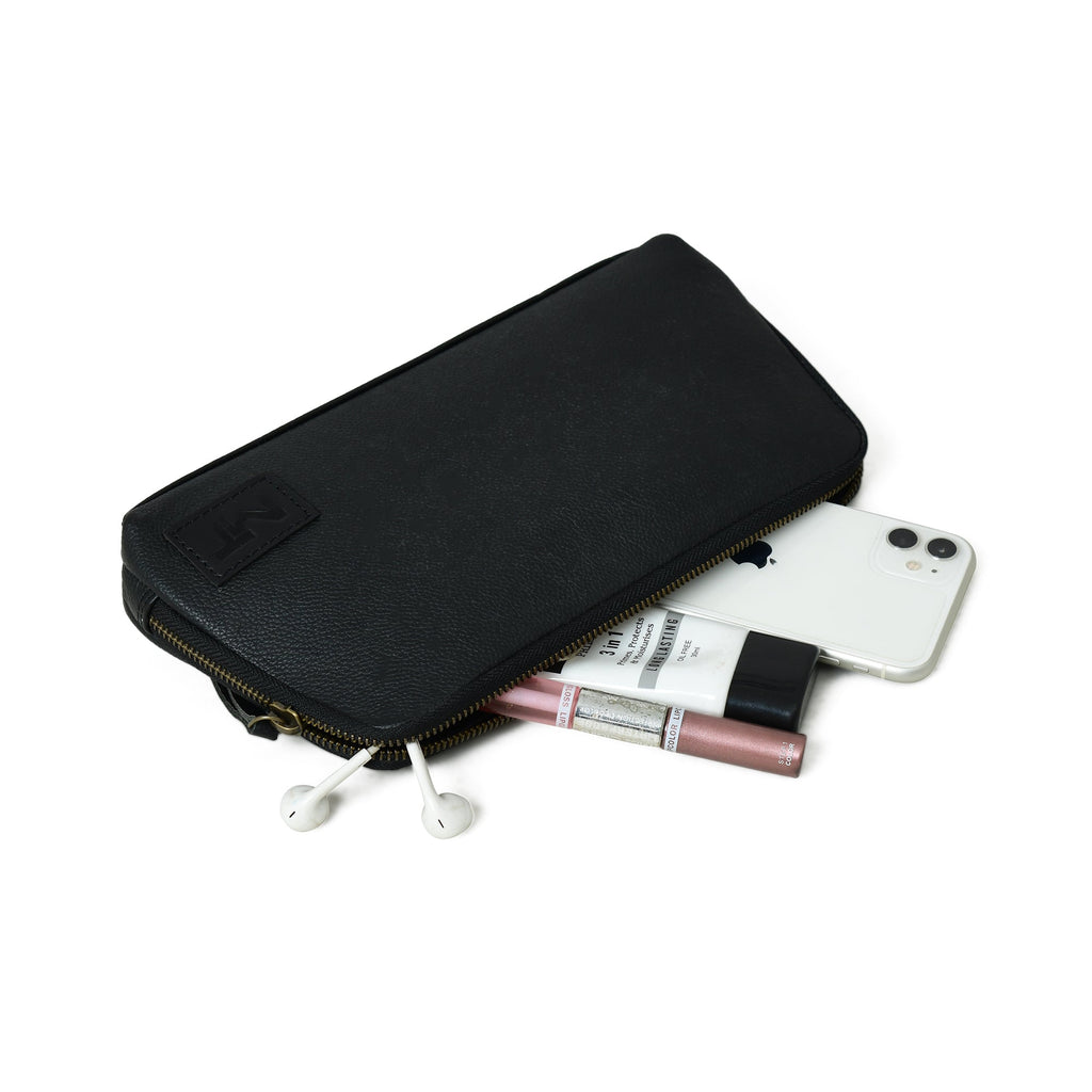 Classy Leather Bags Classic Black Leather Clutch SpadezStore