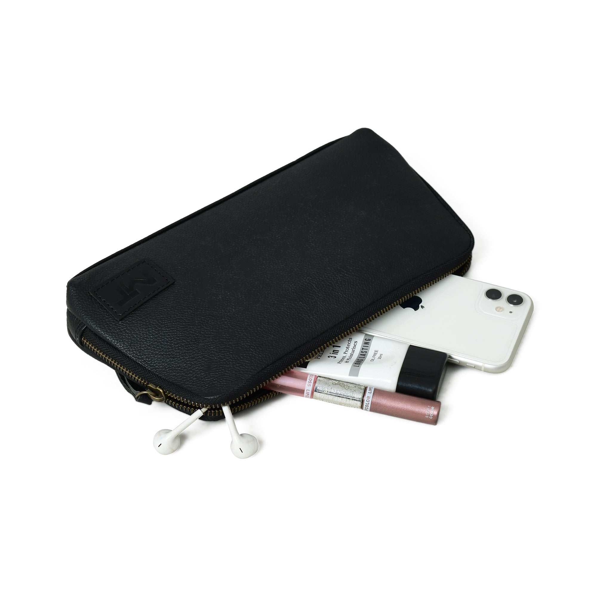 Classy Leather Bags Classic Black Leather Clutch SpadezStore