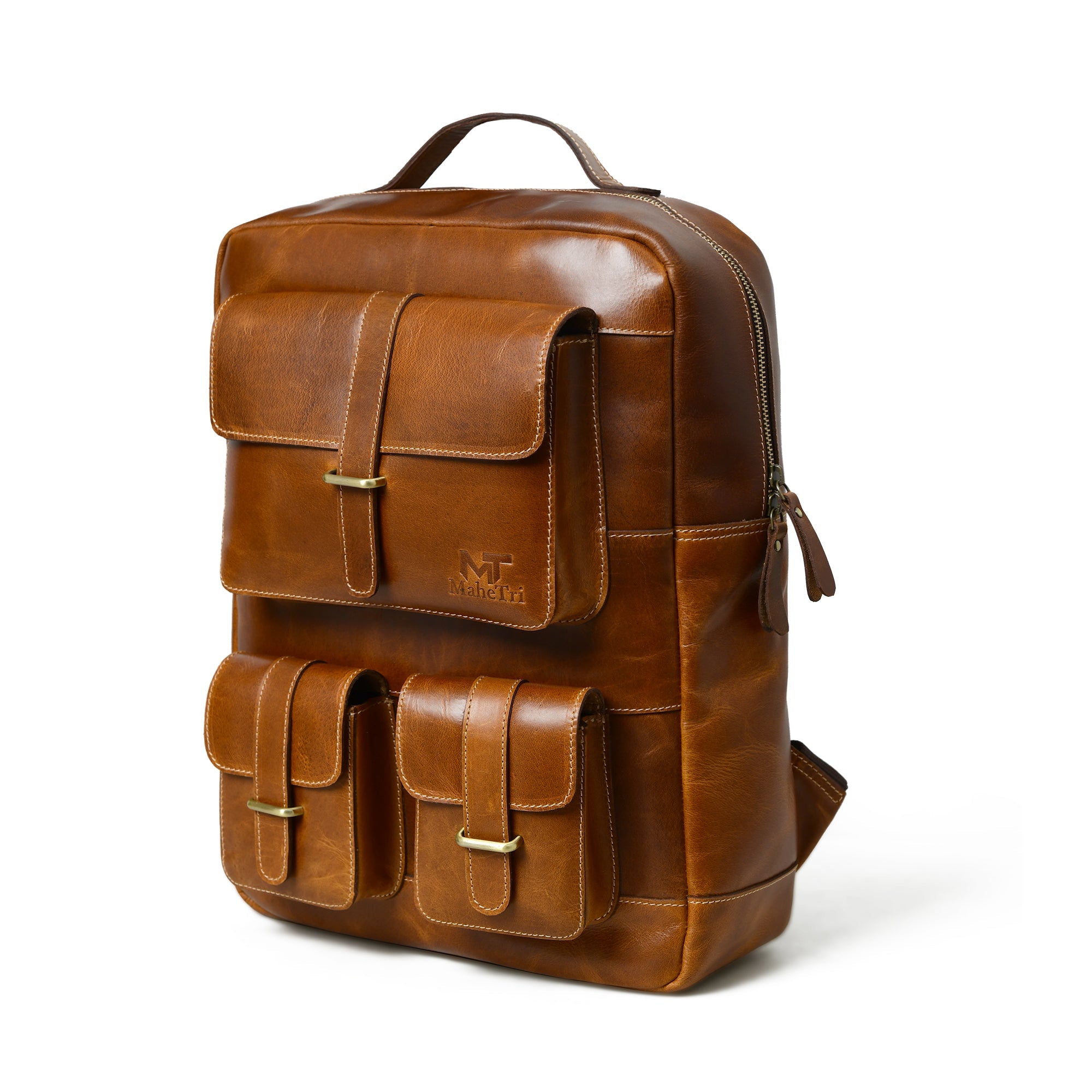 Classy Leather Bags Tan Portland Laptop Backpack SpadezStore