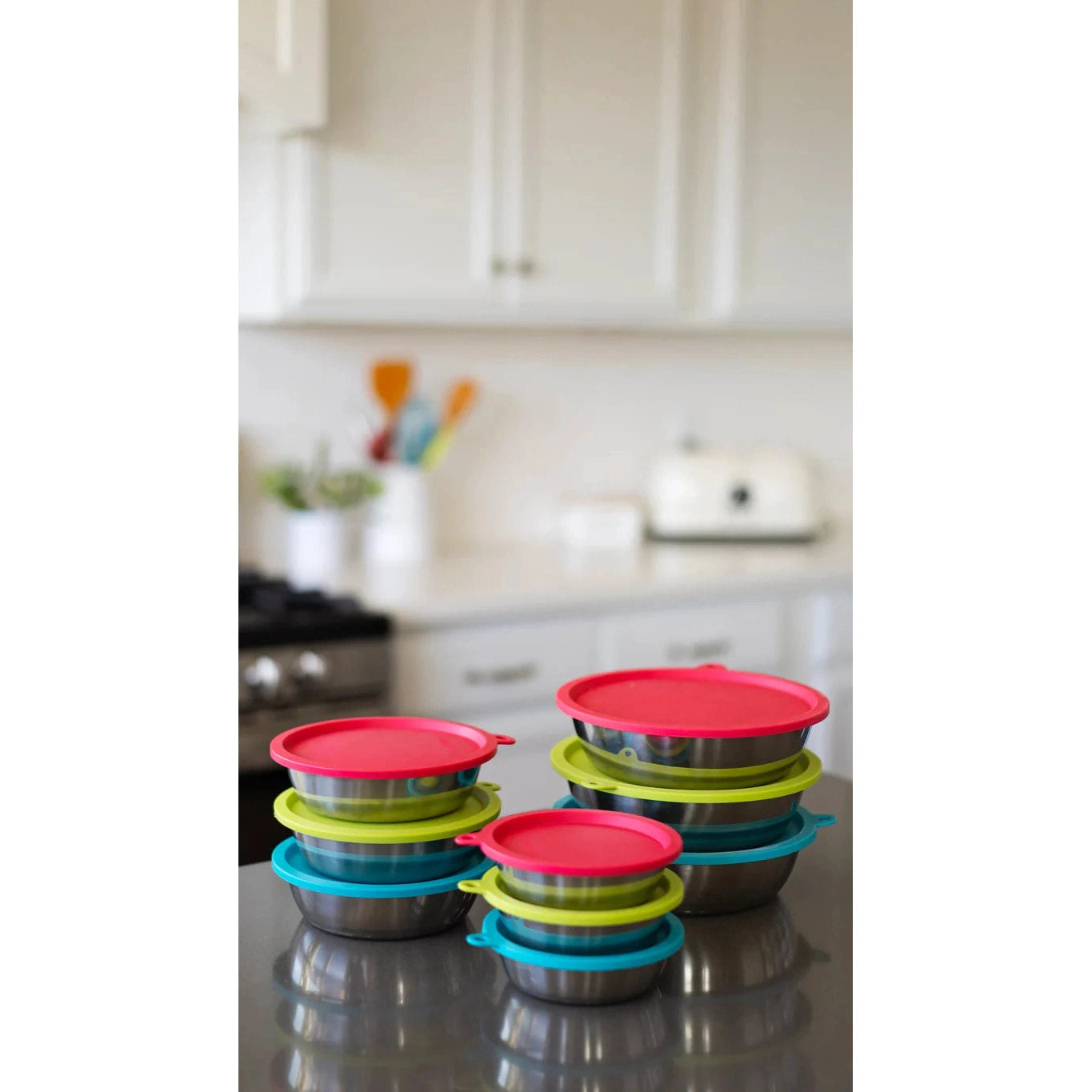 Messy Mutts Dog Bowl and Lid Set 6 Cup 6 Pack SpadezStore