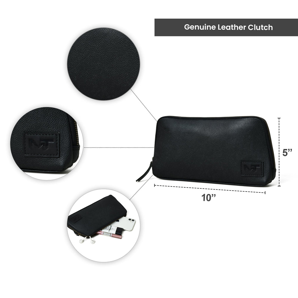 Classy Leather Bags Classic Black Leather Clutch SpadezStore