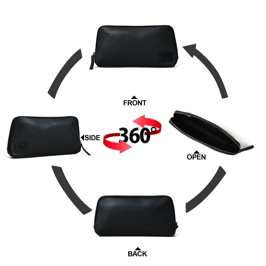 Classy Leather Bags Classic Black Leather Clutch SpadezStore