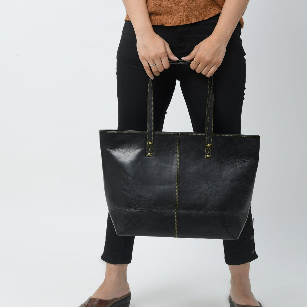 Classy Leather Bags The Kim Tote Bag- Black SpadezStore