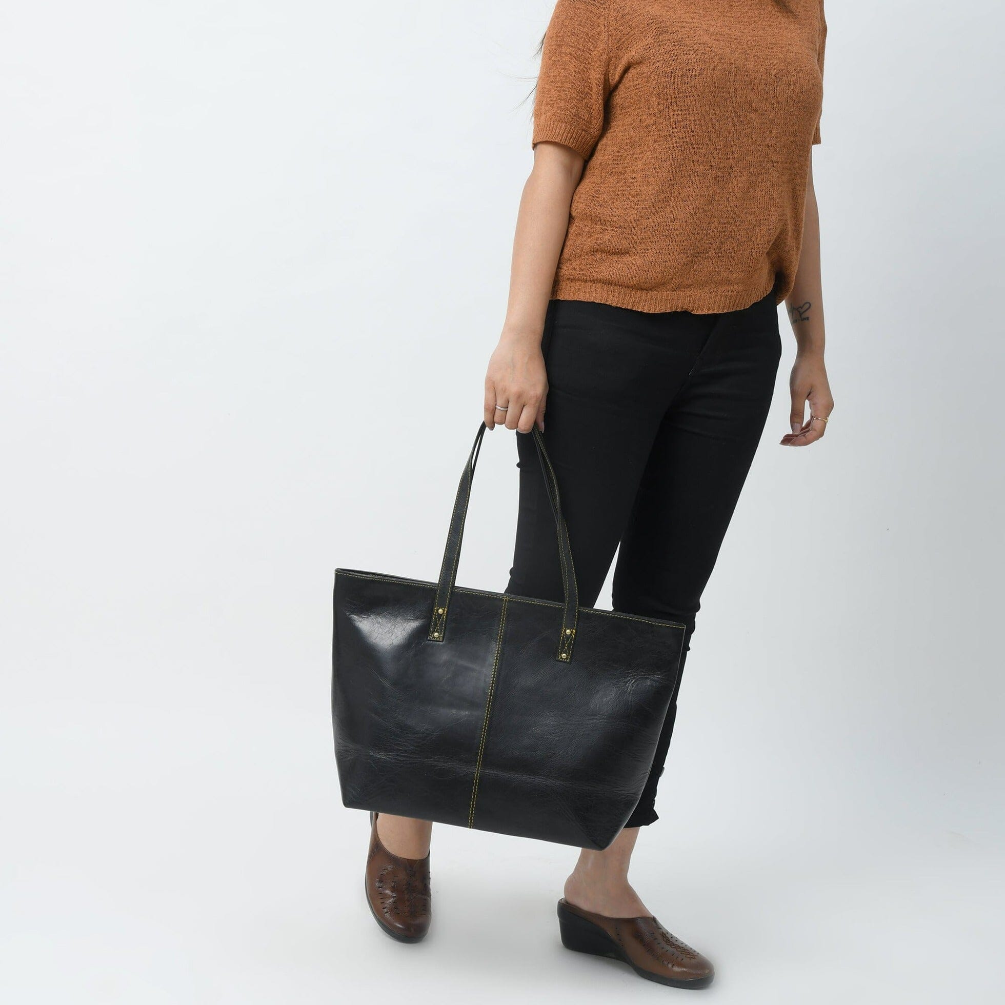 Classy Leather Bags The Kim Tote Bag- Black SpadezStore