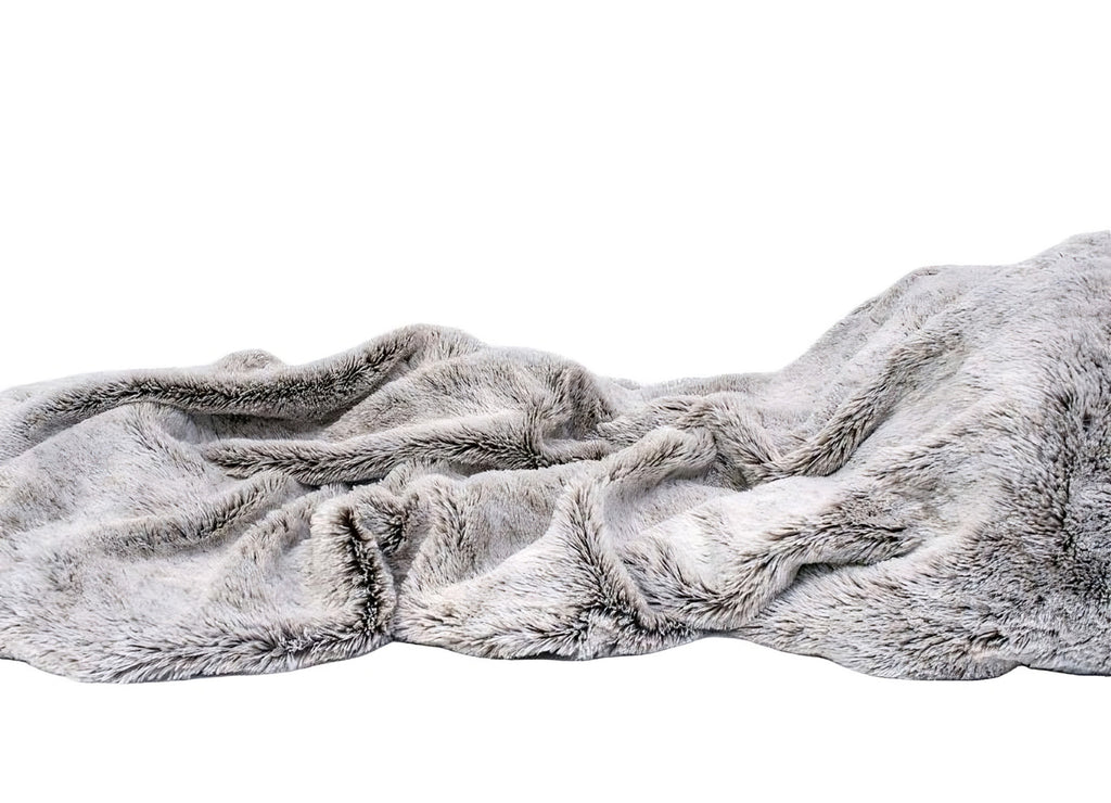 Gray Faux Fur Ombre Plush Throw SpadezStore