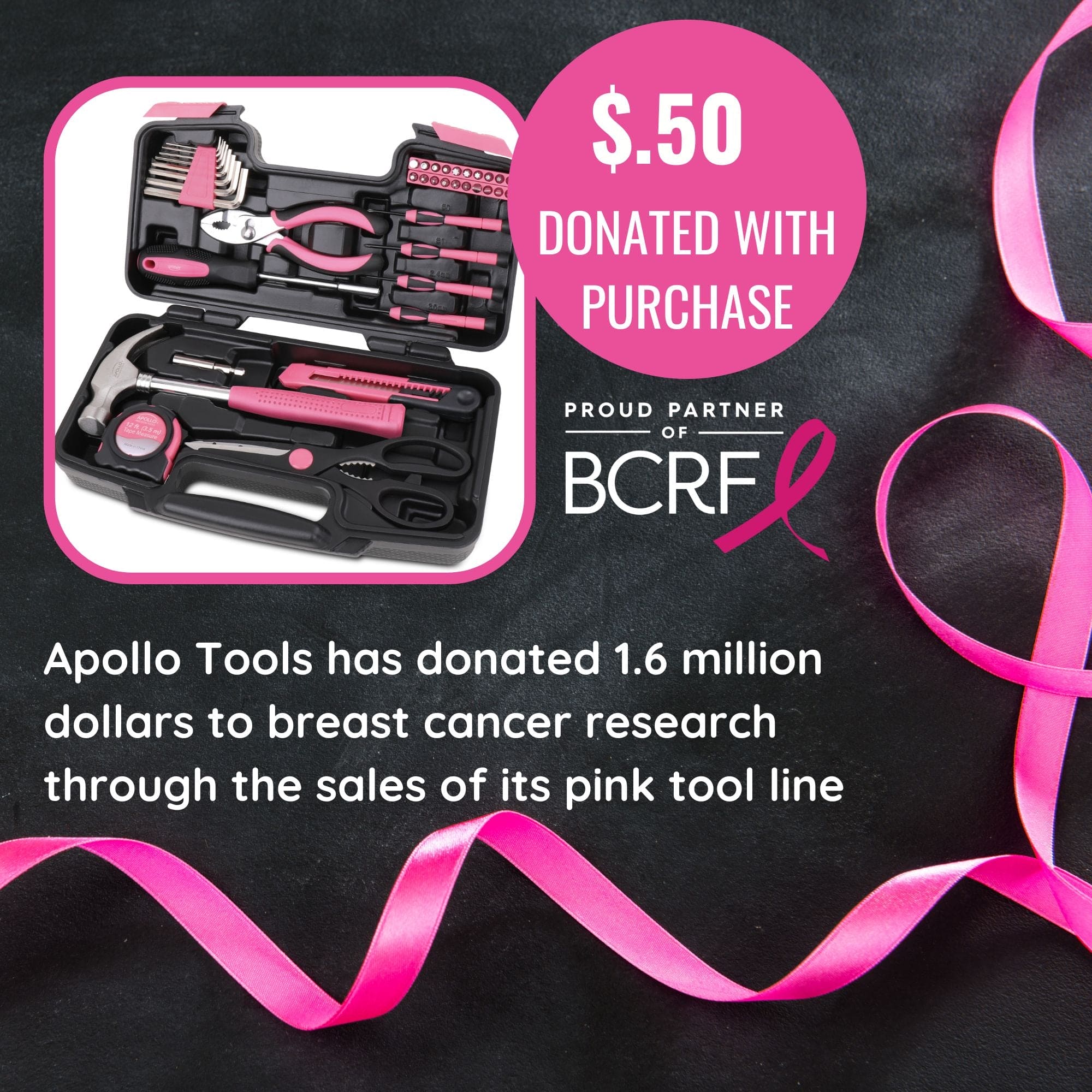 Apollo Tools 39 Piece General Tool Set Pink - DT9706P SpadezStore