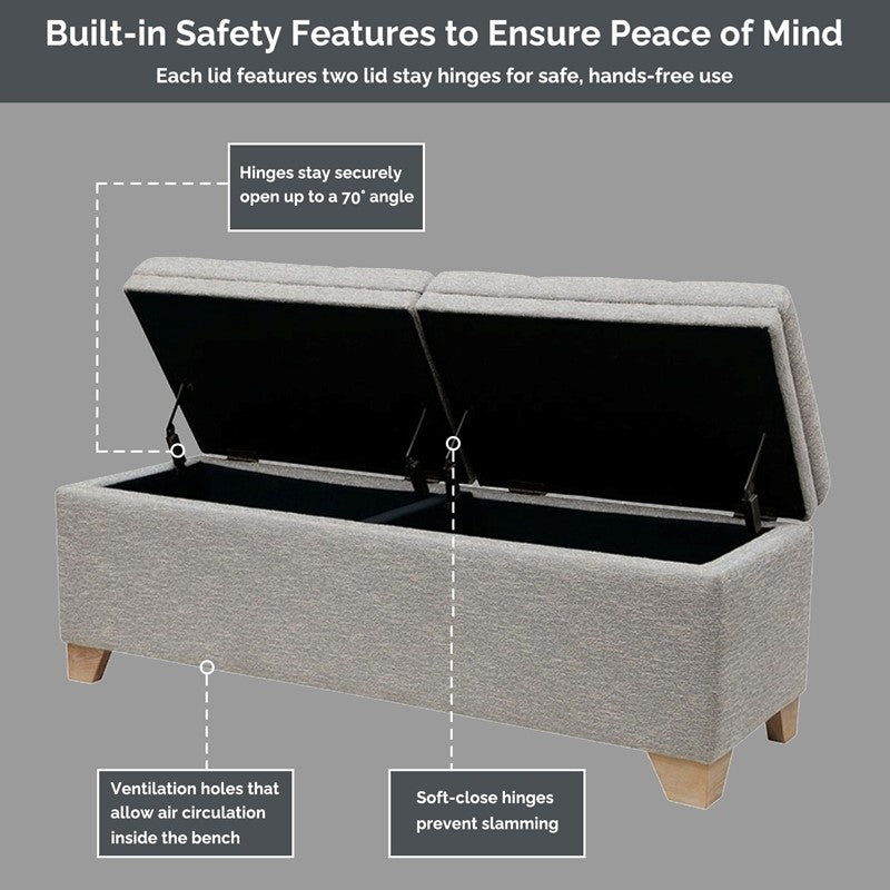 Madison Park Ashcroft Dual Compartment Flip-Top Storage Bench SpadezStore