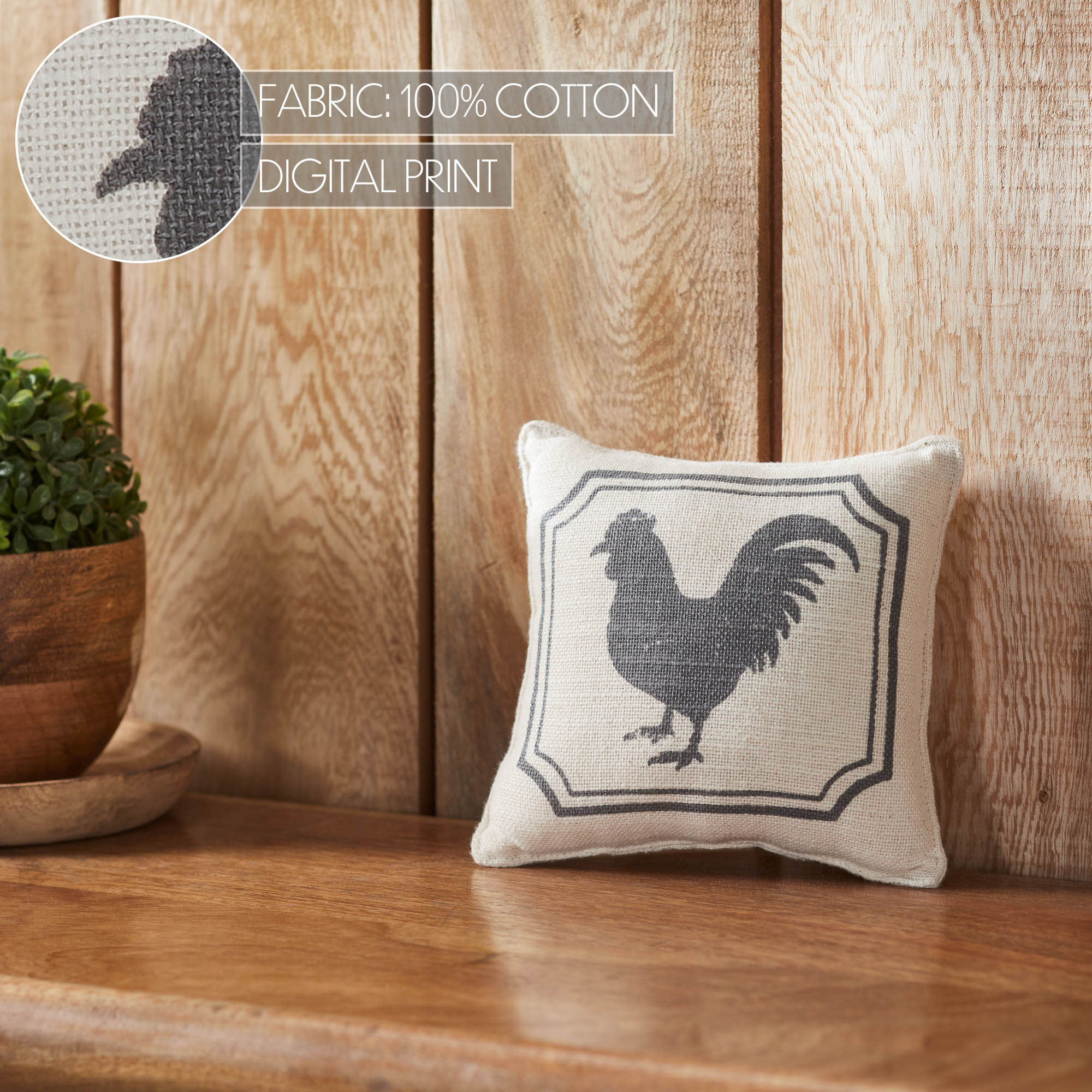 Finders Keepers Rooster Silhouette Pillow 6x6 SpadezStore