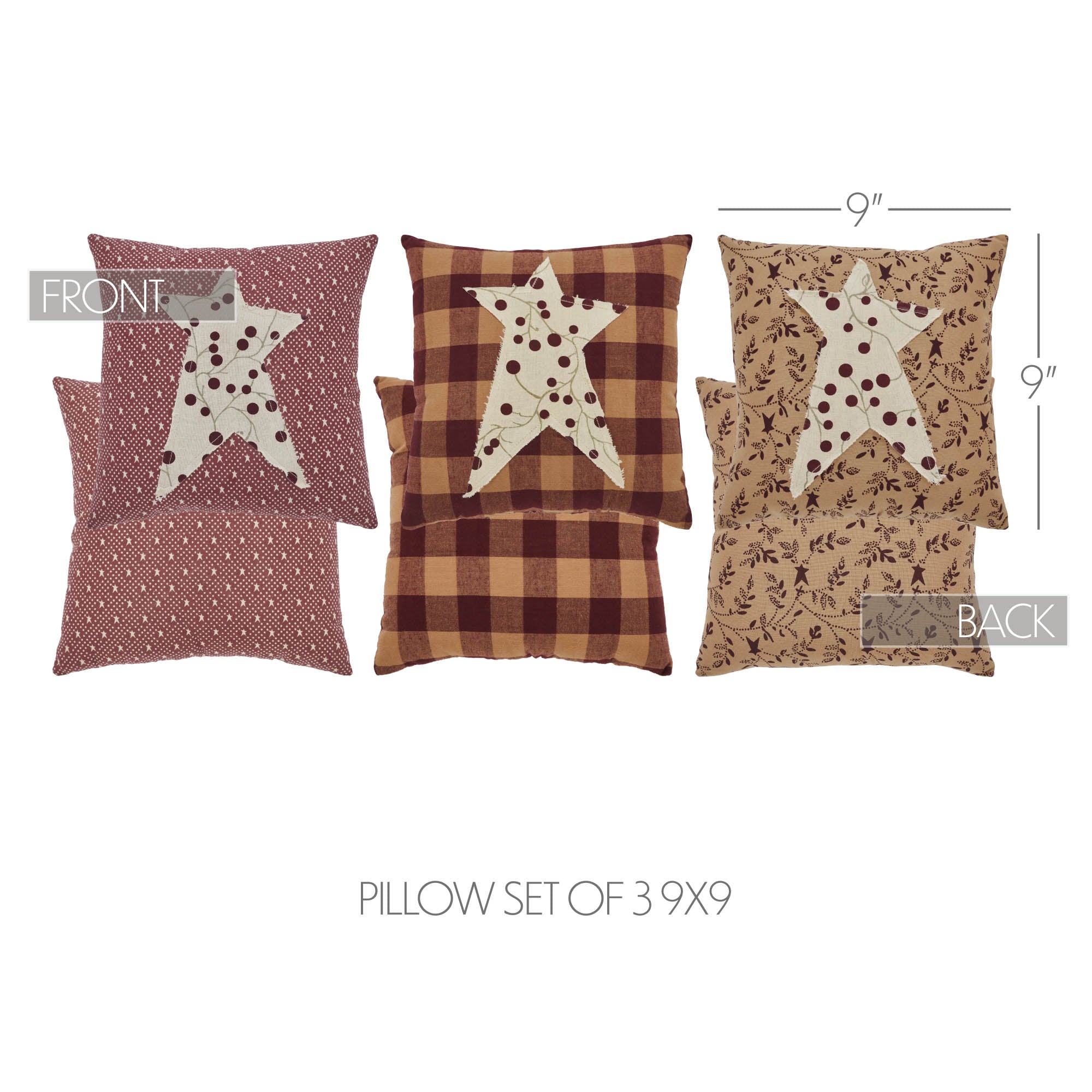Pip Vinestar Pillow Set of 3 9x9 SpadezStore