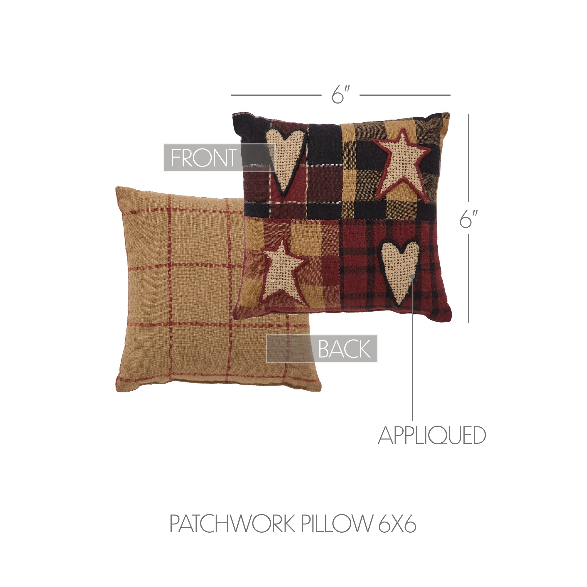 Connell Patchwork Pillow 6x6 SpadezStore