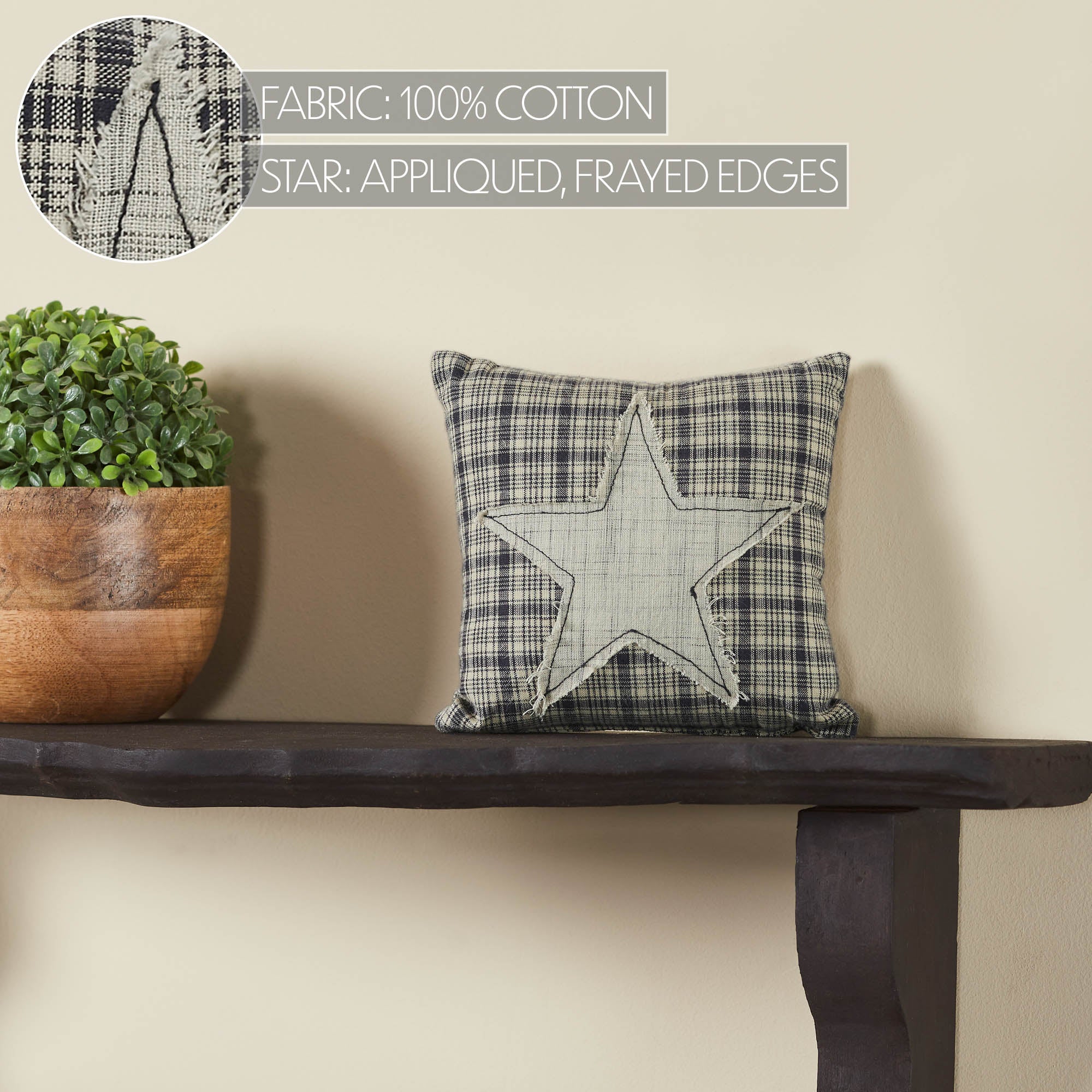 My Country Applique Star Pillow 6x6 SpadezStore
