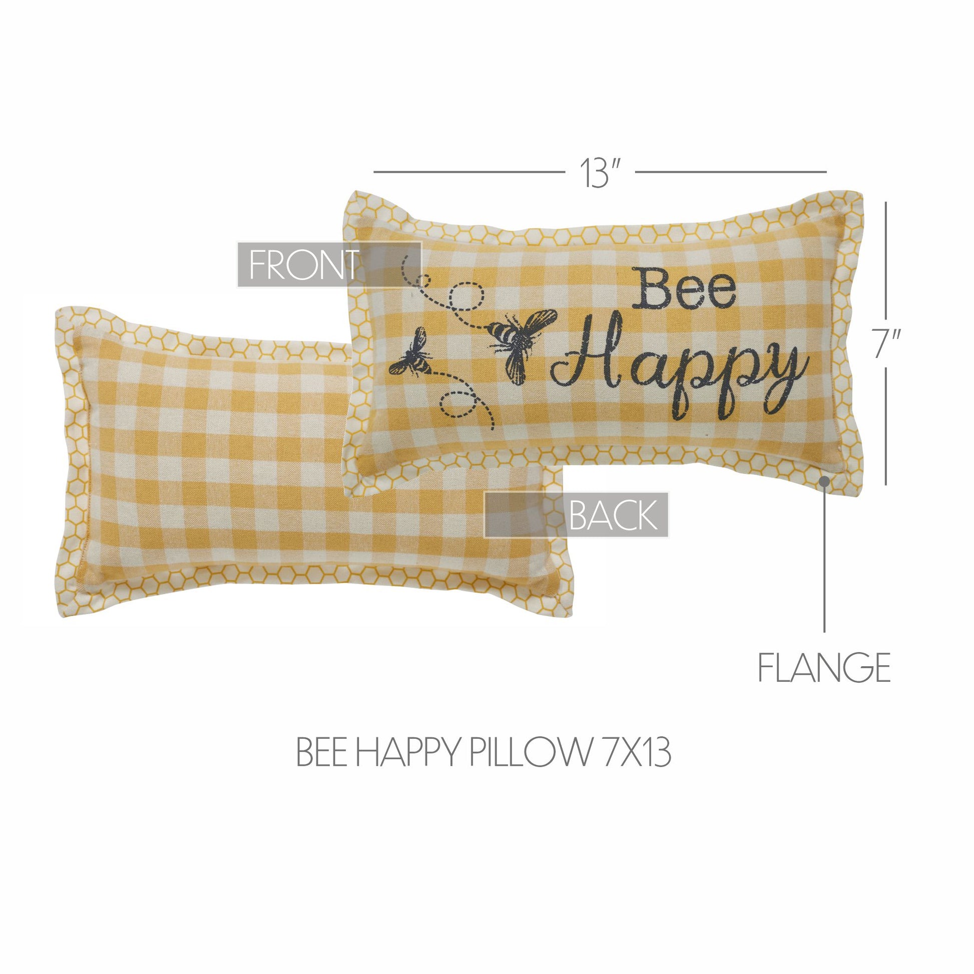 Buzzy Bees Bee Happy Pillow 7x13 SpadezStore