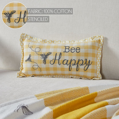 Buzzy Bees Bee Happy Pillow 7x13 SpadezStore