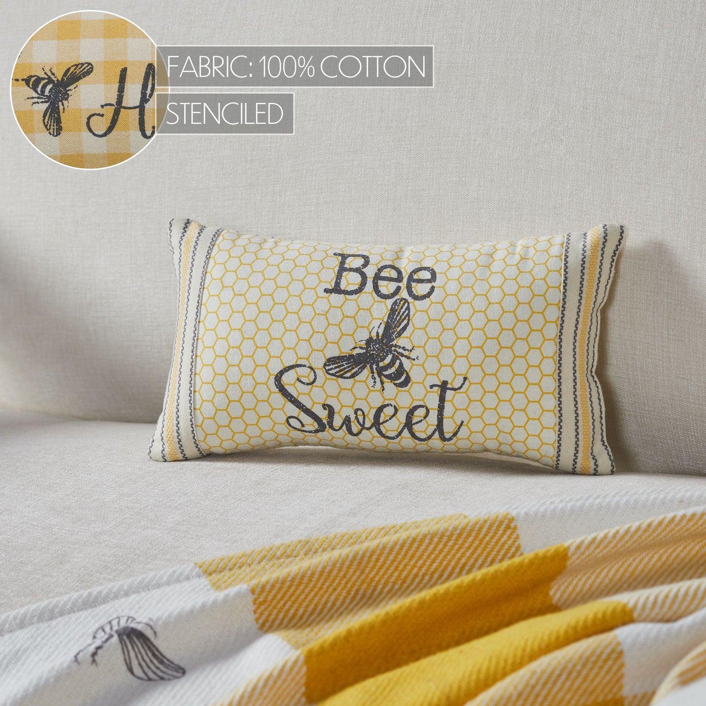 Buzzy Bees Bee Sweet Pillow 7x13 SpadezStore